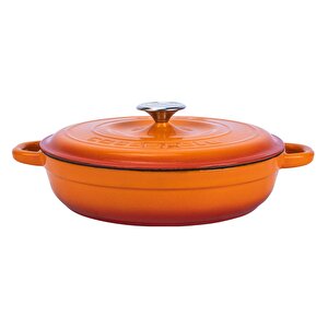 Döküm Yuvarlak Çok Amaçlı Yayvan Tencere New Heritage Serisi Çap(ø)28cm. Turuncu
