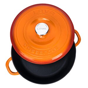 Döküm Yuvarlak Çok Amaçlı Yayvan Tencere New Heritage Serisi Çap(ø)28cm. Turuncu