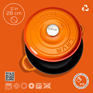 Lava Döküm Yuvarlak Çok Amaçlı Yayvan Tencere New Heritage Serisi Çap(ø)28cm.