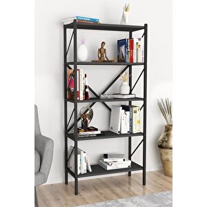 Dekoratif 5 Raflı Kitaplık Metal Kitaplık Antrasit
