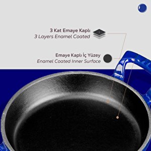 Lava Döküm Yuvarlak Sahan Döküm Demir Yekpare Çift Kulplu Çap(ø)16cm.