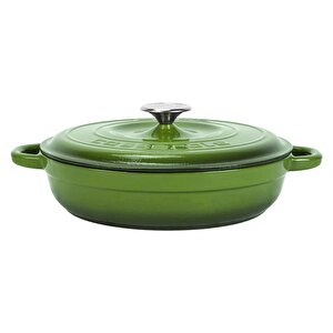 Döküm Yuvarlak Çok Amaçlı Yayvan Tencere New Heritage Serisi Çap(ø)28cm. Yeşil