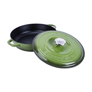 Döküm Yuvarlak Çok Amaçlı Yayvan Tencere New Heritage Serisi Çap(ø)28cm. Yeşil