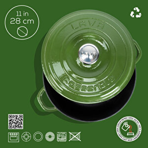 Lava Döküm Yuvarlak Çok Amaçlı Yayvan Tencere New Heritage Serisi Çap(ø)28cm.