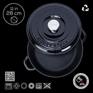 Lava Döküm Yuvarlak Çok Amaçlı Yayvan Tencere New Heritage Serisi Çap(ø)28cm.