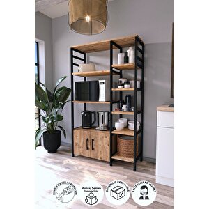 Mutfak Standı 2 Kapaklı 8 Raflı Kahve Köşesi Mutfak Rafı Mutfak Bangosu Brezilya Çam