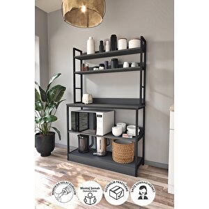 Mutfak Standı Bazalı 5 Raflı Kahve Köşesi Mutfak Rafı Mutfak Bangosu Panama Antrasit