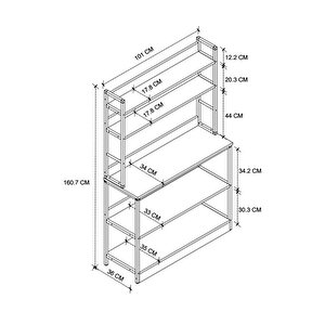 Mutfak Standı Bazalı 5 Raflı Kahve Köşesi Mutfak Rafı Mutfak Bangosu Panama Antrasit