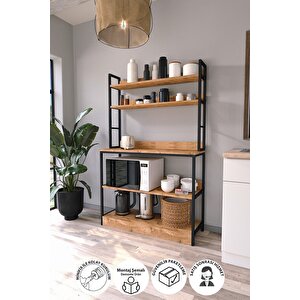 Mutfak Standı Bazalı 5 Raflı Kahve Köşesi Mutfak Rafı Mutfak Bangosu Panama Çam