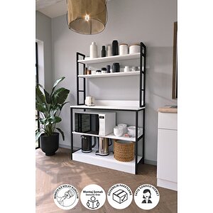 Mutfak Standı Bazalı 5 Raflı Kahve Köşesi Mutfak Rafı Mutfak Bangosu Panama Beyaz
