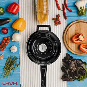 Lava Döküm Yuvarlak Sos Tenceresi. Döküm Demir Yekpare Saplı Trendy Serisi Çap(ø16 Cm.
