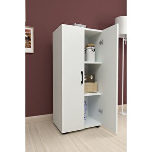 3 Raflı 2 Kapaklı Klasörlük Dolabı Mutfak Dolabı Banyo Dolabı Çok Amaçlı Dolap Fulya Beyaz