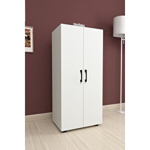 3 Raflı 2 Kapaklı Klasörlük Dolabı Mutfak Dolabı Banyo Dolabı Çok Amaçlı Dolap Fulya Beyaz