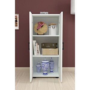 3 Raflı 2 Kapaklı Klasörlük Dolabı Mutfak Dolabı Banyo Dolabı Çok Amaçlı Dolap Fulya Beyaz
