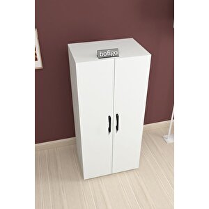 3 Raflı 2 Kapaklı Klasörlük Dolabı Mutfak Dolabı Banyo Dolabı Çok Amaçlı Dolap Fulya Beyaz