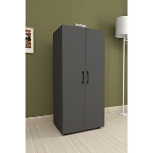 3 Raflı 2 Kapaklı Klasörlük Dolabı Mutfak Dolabı Banyo Dolabı Çok Amaçlı Dolap Fulya Antrasit