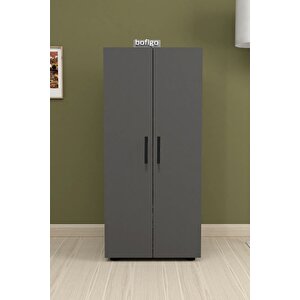 3 Raflı 2 Kapaklı Klasörlük Dolabı Mutfak Dolabı Banyo Dolabı Çok Amaçlı Dolap Fulya Antrasit