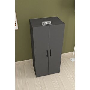 3 Raflı 2 Kapaklı Klasörlük Dolabı Mutfak Dolabı Banyo Dolabı Çok Amaçlı Dolap Fulya Antrasit