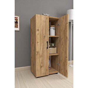 3 Raflı 2 Kapaklı Klasörlük Dolabı Mutfak Dolabı Banyo Dolabı Çok Amaçlı Dolap Fulya Çam