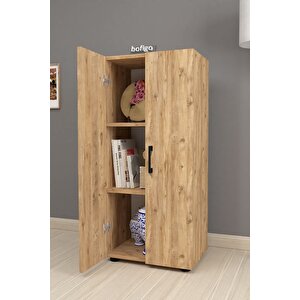 3 Raflı 2 Kapaklı Klasörlük Dolabı Mutfak Dolabı Banyo Dolabı Çok Amaçlı Dolap Fulya Çam
