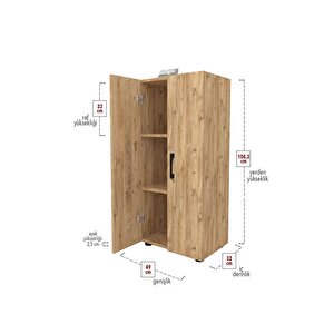 3 Raflı 2 Kapaklı Klasörlük Dolabı Mutfak Dolabı Banyo Dolabı Çok Amaçlı Dolap Fulya Çam