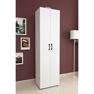 5 Raflı 2 Kapaklı Klasörlük Dolabı Mutfak Dolabı Banyo Dolabı Çok Amaçlı Dolap Cansu Beyaz