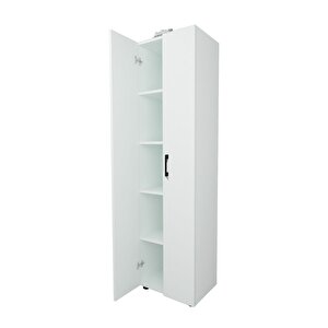 5 Raflı 2 Kapaklı Klasörlük Dolabı Mutfak Dolabı Banyo Dolabı Çok Amaçlı Dolap Cansu Beyaz