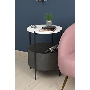 Orta Sehpa Geniş Çantalı Sehpa Gazetelik Kitaplık Çiçeklik Beyaz