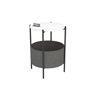 Orta Sehpa Geniş Çantalı Sehpa Gazetelik Kitaplık Çiçeklik Beyaz