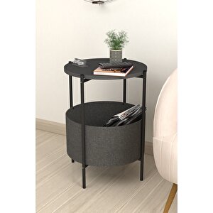 Orta Sehpa Geniş Çantalı Sehpa Gazetelik Kitaplık Çiçeklik Antrasit