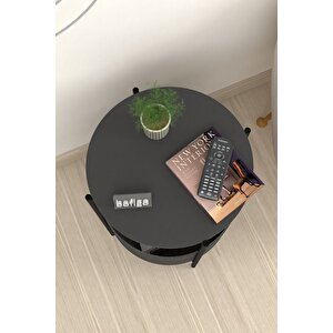 Orta Sehpa Geniş Çantalı Sehpa Gazetelik Kitaplık Çiçeklik Antrasit