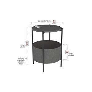 Orta Sehpa Geniş Çantalı Sehpa Gazetelik Kitaplık Çiçeklik Antrasit