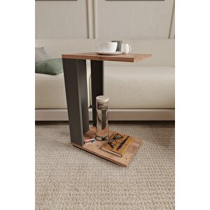 C Sehpa Tekerlekli Sehpa Yan Sehpa Koltuk Sehpası Çam - Antrasit