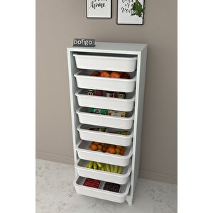 8 Sepetli Dolap Çok Amaçlı Dolap Oyuncak Dolabı Dora Beyaz