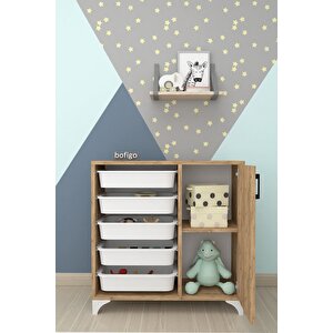 5 Sepetli Dolap Çok Amaçlı Dolap Oyuncak Dolabı Kayra Çam