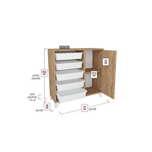 5 Sepetli Dolap Çok Amaçlı Dolap Oyuncak Dolabı Kayra Çam