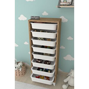 8 Sepetli Dolap Çok Amaçlı Dolap Oyuncak Dolabı Dora Çam