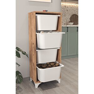 4 Sepetli Dolap Çok Amaçlı Dolap Oyuncak Dolabı Dora Çam