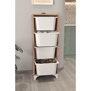 4 Sepetli Dolap Çok Amaçlı Dolap Oyuncak Dolabı Dora Çam