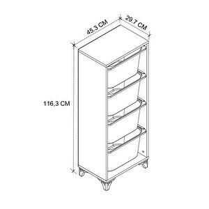 4 Sepetli Dolap Çok Amaçlı Dolap Oyuncak Dolabı Dora Çam