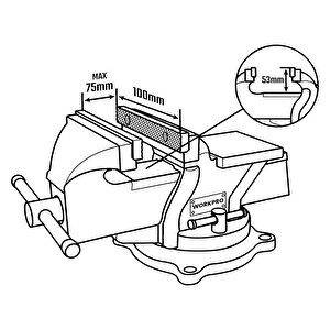 Wp233005 100mm 360° Döner Tabanlı Örslü Profesyonel Tezgâh Mengene