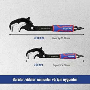 Wp202574 2 Parça Otomatik Kilitlemeli Çok Fonksiyonlu Profesyonel Boru Anahtarı/ Levye Seti