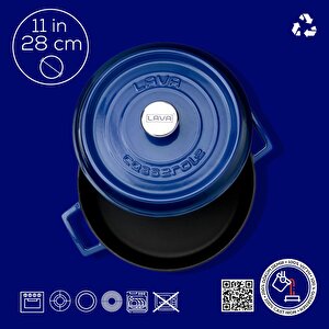 Lava Döküm Çok Amaçlı Yayvan Tencere. Trendy Serisi Çap(ø)28cm.