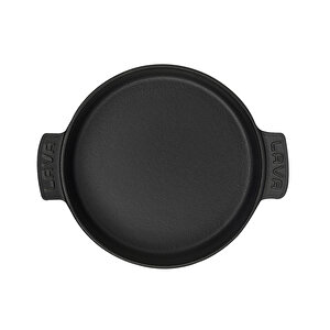 Döküm Yuvarlak Güveç Kabı Döküm Demir Yekpare Çift Kulplu Çap(ø)17cm. Siyah