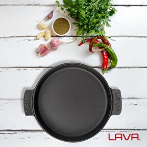 Lava Döküm Yuvarlak Güveç Kabı Döküm Demir Yekpare Çift Kulplu Çap(ø)17cm.