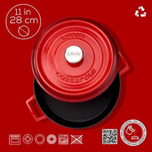 Lava Döküm Çok Amaçlı Yayvan Tencere. Trendy Serisi Çap(ø)28cm.
