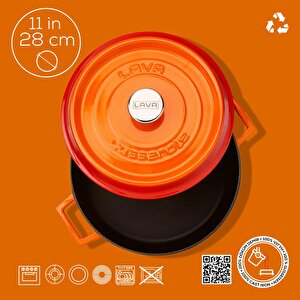 Lava Döküm Çok Amaçlı Yayvan Tencere. Trendy Serisi Çap(ø)28cm.