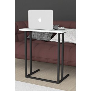 Metal Ayaklı Laptop Sehpası Kahvaltı Masası Çalışma Sehpası Beyaz