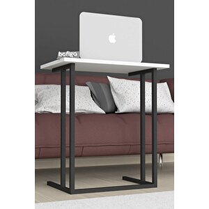 Metal Ayaklı Laptop Sehpası Kahvaltı Masası Çalışma Sehpası Beyaz