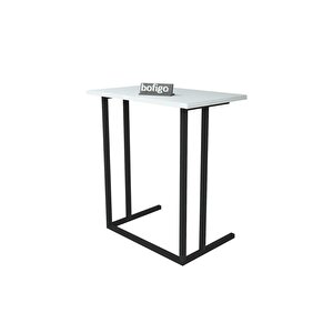 Metal Ayaklı Laptop Sehpası Kahvaltı Masası Çalışma Sehpası Beyaz